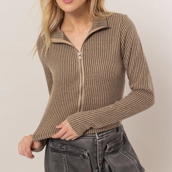 Carla Striped Zip-Up Knit Top - Picture 5 of 9